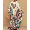 imageBsubseach Kaftan Dresses for Women Ethnic Print Plus Size Beach Cover Ups Batwing Sleeve Caftans with PocketsBeige