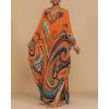 imageBsubseach Kaftan Dresses for Women Ethnic Print Plus Size Beach Cover Ups Batwing Sleeve Caftans with PocketsOrange