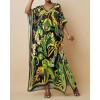 imageBsubseach Women Kaftan Dresses Ethnic Print VNeck Beach Cover Up Plus Size Caftan Loungewear Summer Swimsuit CoverupGreen