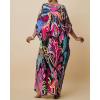 imageBsubseach Women Kaftan Dresses Ethnic Print VNeck Beach Cover Up Plus Size Caftan Loungewear Summer Swimsuit CoverupPink