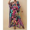 imageBsubseach Women Kaftan Dresses Ethnic Print VNeck Beach Cover Up Plus Size Caftan Loungewear Summer Swimsuit CoverupPink