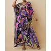 imageBsubseach Women Kaftan Dresses Ethnic Print VNeck Beach Cover Up Plus Size Caftan Loungewear Summer Swimsuit CoverupPurple