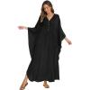 imageBsubseach Women Kaftan Dresses Solid V Neck Swimsuit Coverup Batwing Sleeve Satin Plus Size Caftans with PocketsBlack