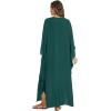 imageBsubseach Women Kaftan Dresses Solid V Neck Swimsuit Coverup Batwing Sleeve Satin Plus Size Caftans with PocketsGreen