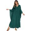 imageBsubseach Women Kaftan Dresses Solid V Neck Swimsuit Coverup Batwing Sleeve Satin Plus Size Caftans with PocketsGreen