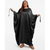 imageBsubseach Women Plus Size Kaftan Dresses Moo Moos for Women Swimsuit Cover Up Swimwear Batwing Satin Caftan Beach DressBlack