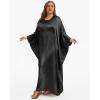 imageBsubseach Women Plus Size Kaftan Dresses Moo Moos for Women Swimsuit Cover Up Swimwear Batwing Satin Caftan Beach DressBlack