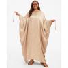 imageBsubseach Women Plus Size Kaftan Dresses Moo Moos for Women Swimsuit Cover Up Swimwear Batwing Satin Caftan Beach DressChampagne