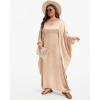 imageBsubseach Women Plus Size Kaftan Dresses Moo Moos for Women Swimsuit Cover Up Swimwear Batwing Satin Caftan Beach DressChampagne