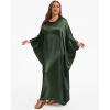 imageBsubseach Women Plus Size Kaftan Dresses Moo Moos for Women Swimsuit Cover Up Swimwear Batwing Satin Caftan Beach DressGreen