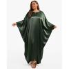 imageBsubseach Women Plus Size Kaftan Dresses Moo Moos for Women Swimsuit Cover Up Swimwear Batwing Satin Caftan Beach DressGreen
