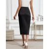 imageBsubseach Women Satin Midi Skirt Tie Knot Front Silk High Waist Ruched Wrap Skirts Cocktail Party Wedding Elegant SkirtBlack