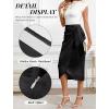 imageBsubseach Women Satin Midi Skirt Tie Knot Front Silk High Waist Ruched Wrap Skirts Cocktail Party Wedding Elegant SkirtBlack