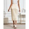 imageBsubseach Women Satin Midi Skirt Tie Knot Front Silk High Waist Ruched Wrap Skirts Cocktail Party Wedding Elegant SkirtChampagne
