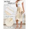 imageBsubseach Women Satin Midi Skirt Tie Knot Front Silk High Waist Ruched Wrap Skirts Cocktail Party Wedding Elegant SkirtChampagne