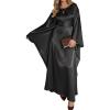 imageBsubseach Women Plus Size Kaftan Dresses Moo Moos for Women Swimsuit Cover Up Swimwear Batwing Satin Caftan Beach DressBlack