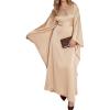 imageBsubseach Women Plus Size Kaftan Dresses Moo Moos for Women Swimsuit Cover Up Swimwear Batwing Satin Caftan Beach DressChampagne