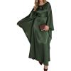 imageBsubseach Women Plus Size Kaftan Dresses Moo Moos for Women Swimsuit Cover Up Swimwear Batwing Satin Caftan Beach DressGreen