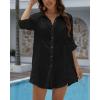 imageBsubseach Bathing Suit Cover Up for Women Cotton Swim Coverup Long Sleeve Shirt Dress BeachwearBlack
