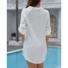 imageBsubseach Bathing Suit Cover Up for Women Cotton Swim Coverup Long Sleeve Shirt Dress BeachwearWhite
