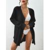 imageBsubseach Button Down Swimsuit Coverup for Women Long Sleeve Bathing Suit Cover Up Oversized Shirt Womens Blouse Summer TopBlack