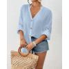 imageBsubseach Button Down Swimsuit Coverup for Women Long Sleeve Bathing Suit Cover Up Oversized Shirt Womens Blouse Summer TopBlue