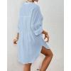 imageBsubseach Button Down Swimsuit Coverup for Women Long Sleeve Bathing Suit Cover Up Oversized Shirt Womens Blouse Summer TopBlue
