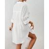 imageBsubseach Button Down Swimsuit Coverup for Women Long Sleeve Bathing Suit Cover Up Oversized Shirt Womens Blouse Summer TopWhite