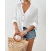 imageBsubseach Button Down Swimsuit Coverup for Women Long Sleeve Bathing Suit Cover Up Oversized Shirt Womens Blouse Summer TopWhite