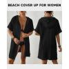 imageBsubseach Cotton Swimsuit Cover Up For Women 2025 Button Down Hooded Shirt Short Sleeve Beach Cover Ups With PocketsBlack