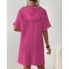 imageBsubseach Cotton Swimsuit Cover Up For Women 2025 Button Down Hooded Shirt Short Sleeve Beach Cover Ups With PocketsRose Red