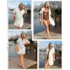 imageBsubseach Cotton Swimsuit Cover Up For Women 2025 Button Down Hooded Shirt Short Sleeve Beach Cover Ups With PocketsWhite