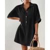 imageBsubseach Cover Ups for Swimwear Women Short Sleeve Beach Swimsuit Coverup Loose Shirt Dress 2025 Vacation OutfitsBlack
