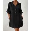 imageBsubseach Cover Ups for Swimwear Women Short Sleeve Beach Swimsuit Coverup Loose Shirt Dress 2025 Vacation OutfitsBlack