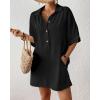 imageBsubseach Cover Ups for Swimwear Women Short Sleeve Beach Swimsuit Coverup Loose Shirt Dress 2025 Vacation OutfitsBlack