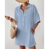 imageBsubseach Cover Ups for Swimwear Women Short Sleeve Beach Swimsuit Coverup Loose Shirt Dress 2025 Vacation OutfitsBlue