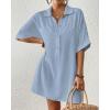 imageBsubseach Cover Ups for Swimwear Women Short Sleeve Beach Swimsuit Coverup Loose Shirt Dress 2025 Vacation OutfitsBlue