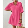 imageBsubseach Cover Ups for Swimwear Women Short Sleeve Beach Swimsuit Coverup Loose Shirt Dress 2025 Vacation OutfitsPink