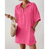 imageBsubseach Cover Ups for Swimwear Women Short Sleeve Beach Swimsuit Coverup Loose Shirt Dress 2025 Vacation OutfitsPink