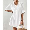 imageBsubseach Cover Ups for Swimwear Women Short Sleeve Beach Swimsuit Coverup Loose Shirt Dress 2025 Vacation OutfitsWhite