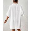 imageBsubseach Cover Ups for Swimwear Women Short Sleeve Beach Swimsuit Coverup Loose Shirt Dress 2025 Vacation OutfitsWhite