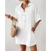 imageBsubseach Cover Ups for Swimwear Women Short Sleeve Beach Swimsuit Coverup Loose Shirt Dress 2025 Vacation OutfitsWhite