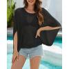 imageBsubseach Crochet Swimsuit Coverup for Women Batwing Sleeve Bathing Suit Swimwear Mesh Knit Tops Vacation OutfitsBlack