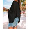 imageBsubseach Crochet Swimsuit Coverup for Women Batwing Sleeve Bathing Suit Swimwear Mesh Knit Tops Vacation OutfitsBlack