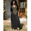 imageBsubseach Kaftan Cover Ups for Swimwear Long Caftan Loungewear Gold Embroidery Swimsuit Cover Up DressBlack