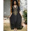imageBsubseach Kaftan Cover Ups for Swimwear Long Caftan Loungewear Gold Embroidery Swimsuit Cover Up DressBlack