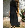 imageBsubseach Kaftan Cover Ups for Swimwear Long Caftan Loungewear Gold Embroidery Swimsuit Cover Up DressBlack