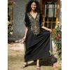 imageBsubseach Kaftan Cover Ups for Swimwear Long Caftan Loungewear Gold Embroidery Swimsuit Cover Up DressBlack