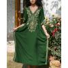 imageBsubseach Kaftan Cover Ups for Swimwear Long Caftan Loungewear Gold Embroidery Swimsuit Cover Up DressDark Green