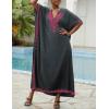 imageBsubseach Kaftan Cover Ups for Swimwear Long Caftan Loungewear Gold Embroidery Swimsuit Cover Up DressGray